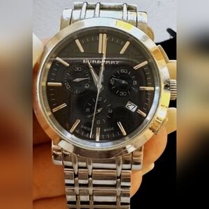 Burberry Silver and Black Chronograph Watch Model # BU 1360